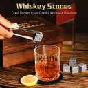 Whiskey Stones Gift Set  Bourbon Stones Gift for Men  4 Granite Chilling Whiskey Rocks  Whiskey Glass and Stones Set  Drinking Gifts for Men Dad Husband Birthday Father's Day Groomsmen Gifts