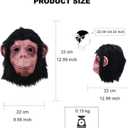 Monkey Head Mask with hair for Adult,Halloween Animal Latex Orang Mask for Cosplay Costume Party Prop