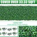 Grooy Artificial Boxwood Roll Panels with Flowers,40"x 120"(33.33 sq.ft) UV-Anti Faux Ivy Leaves Privacy Fence Screen Grass Wall Roll Panels for Indoor Home Decor and Outdoor Garden Backyard