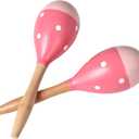 Maracas for Adults Kids Babies, Wooden Maracas Shaker Musical Instrument (Pink-Smile)