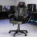 HapGIFT Office Chair, Home Office Chair with Link Armrest, Height Adjustable Computer Chair, Ergonomic PC Work Chair for Adults Teens, PU Leather Gaming Chairs, Gift, 300LBS (BLACK GREY), Small