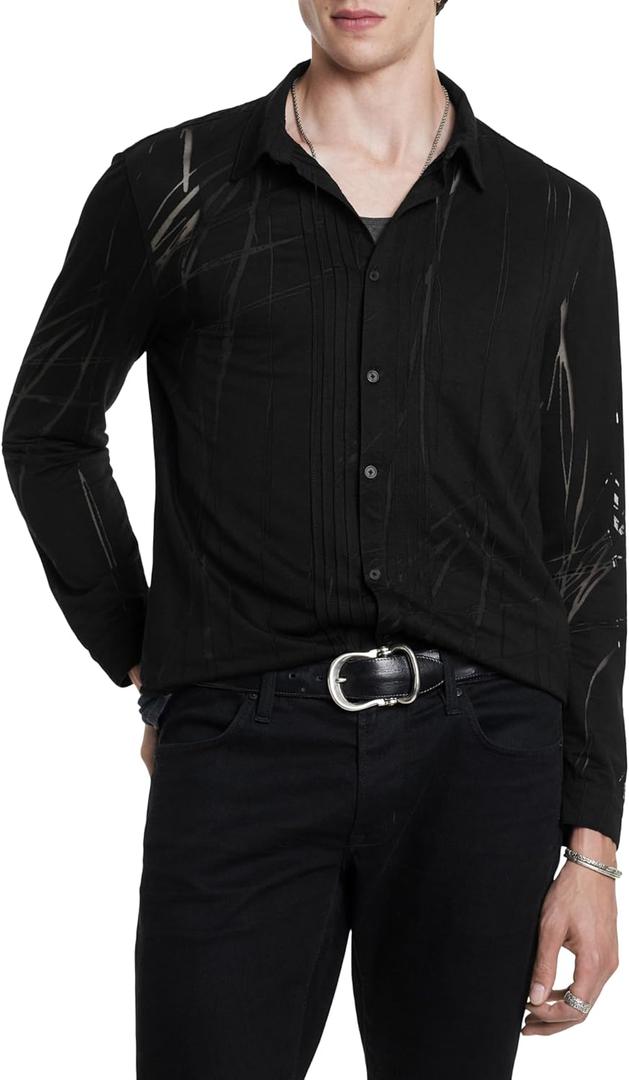 John Varvatos Mens Phoenix Shirt (Black), XS