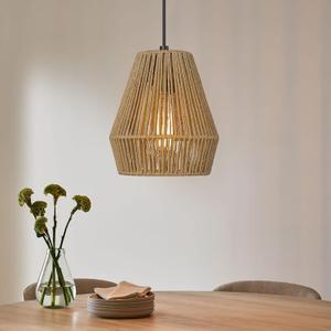 ELYONA Woven Pendant Lights, 7 Rustic Rattan Hanging Lamp Adjustable Handwoven Basket Shade, Boho Pendant Light Fixtures for Kitchen Island, Dining Room, Bedroom, Farmhouse Bar, Foyer Hallway, Brown