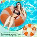 2PCS XL Striped Beach Inflatable 45" Pool Floats for Adult Bachelorette Swim Ring Pool Floaties with Handle Inflatable Swimming Pool Raft Party Water Summer Float Party Supplies