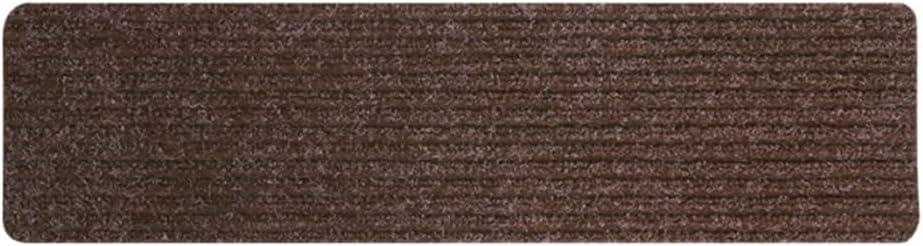 ESUPPORT Non-Slip Stair Treads Carpet Mat Rug 8 * 30" Stripe Pattern Indoor Stair Runners for Wooden Steps Kids Dogs Elders Pet with Reusable Adhesive Pack of 7 (Brown)