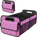 Deosk Car Trunk Organizer for SUV, Car Organizers and Storage with 6 Pocket, Car Accessories for Women/Men 50L Waterproof Polyester Trunk Organizer (Medium, Pink)