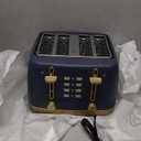 West Bend Timeless 4-Slice Toaster with 7 Browning Levels, Bagel/Waffle/Defrost Settings, High-Lift Lever, Anti-Jam, Easy-Clean Crumb Tray, 4-Slice, Blue/Gold