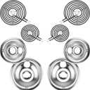 Stove Burner Drip Pan WB31T10010(6") WB31T10011(8") and Electric Stove Replacement Burner WB30M1(6") and WB30M2(8") Compatible for GE Hotpoint Kenmore Electric Range Stove by MIFLUS