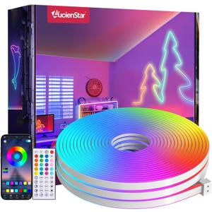 LED Neon Lights, 16.4FT RGB Neon Rope Lights App Control,IR Remote,Music Sync,IP67 Waterproof,Flexible DIY Design for Bedroom,Living Room,Gaming Room,Party,Outdoor,Christmas Decor