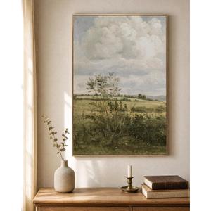 ElfLuna Vintage Farmhouse Wildflower Field Canvas Wall Art, Large Nature Landscape Painting, Spring Farmhouse Decor for Living Room Bedroom Kitchen,36”L x 24”W