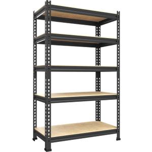Storage Shelves 5 Tire Garage Metal Storage Shelving Unit Heavy Duty Utility Shelf Rack 36" W x 16" D x 71" H-1500lbs, Black