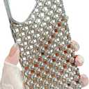 JANDM Hollow Out Compatible with iPhone 16 Case, Fashion Beads Bubble 3D Cut-Out Design,Glossy Chrome Electroplate Silicone Glitter Breathable Case for Women Girls