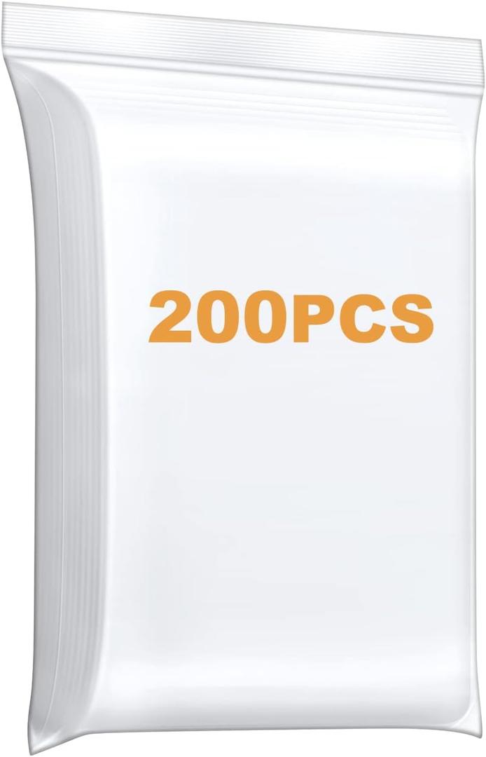 200PCS 1" x 1" 4Mil Small Clear Zip Bags, Reclosable Mini Zip Plastic Baggies Heavy Duty Lock Poly Bag For Jewelry Pill Beads Coin Thick Zipper