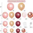Burgundy Rose Gold Balloon Garland Arch Kit, 139 pcs Champagne Gold Balloons Rose Gold Confetti Balloons for Women Girls Birthday Wedding Bridal Shower Party Anniversary Decoration