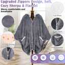 Wearable Heated Blanket Heated Shawl, Electric Throw Blanket with Zipper Design, Hood, Heated Hoodie Blanket with 8 Heat Levels, 1-10H Auto-Off Time Settings, Gift for Family, Friends, 60 * 50"