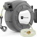 Retractable Garden Hose Reel, 1/2 in x 100 ft Wall Mounted Hose Reel, 10-Pattern Spray Nozzle, Any Length Lock/Slow Return System/Wall Mounted/180Swivel Bracket