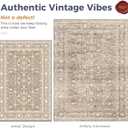 OPPODREAM Vintage Beige Round Rug 3ft, 3 ft Retro Washable Circle Rug Non Slip, Low-Pile Faux Wool Circular Carpet, Distressed Tan Floor Mat for Living Room, Bedroom, Office, Dorm, Dinning Room