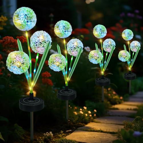 Freshaction Solar Flowers Lights - Upgraded Waterproof Outdoor Dandelion Decor Flowers Lights for Garden, Patio, Backyard, Party and Office (Dandelion, 2)