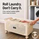 Wheeled Laundry Basket, 80L Large Capacity Dirty Clothes Basket, Breathable Clothing Storage Box, Suitable for Bedroom, Bathroom & Laundry Room, medium size