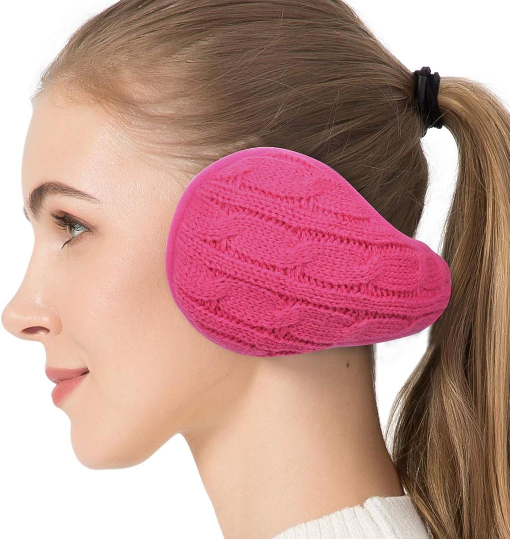 Venswell Knit Ear Muffs for Winter Women Men Soft Earmuffs Cold Weather Fleece Ear Warmers Cover Foldable & Adjustable