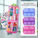 Pill Organizer with Medicine Labels, Travel Daily Pill Container, Mini Medication Organizer, 7-Day Pill Case, Set of 3 (Blue+Pink+Purple) (Standard)