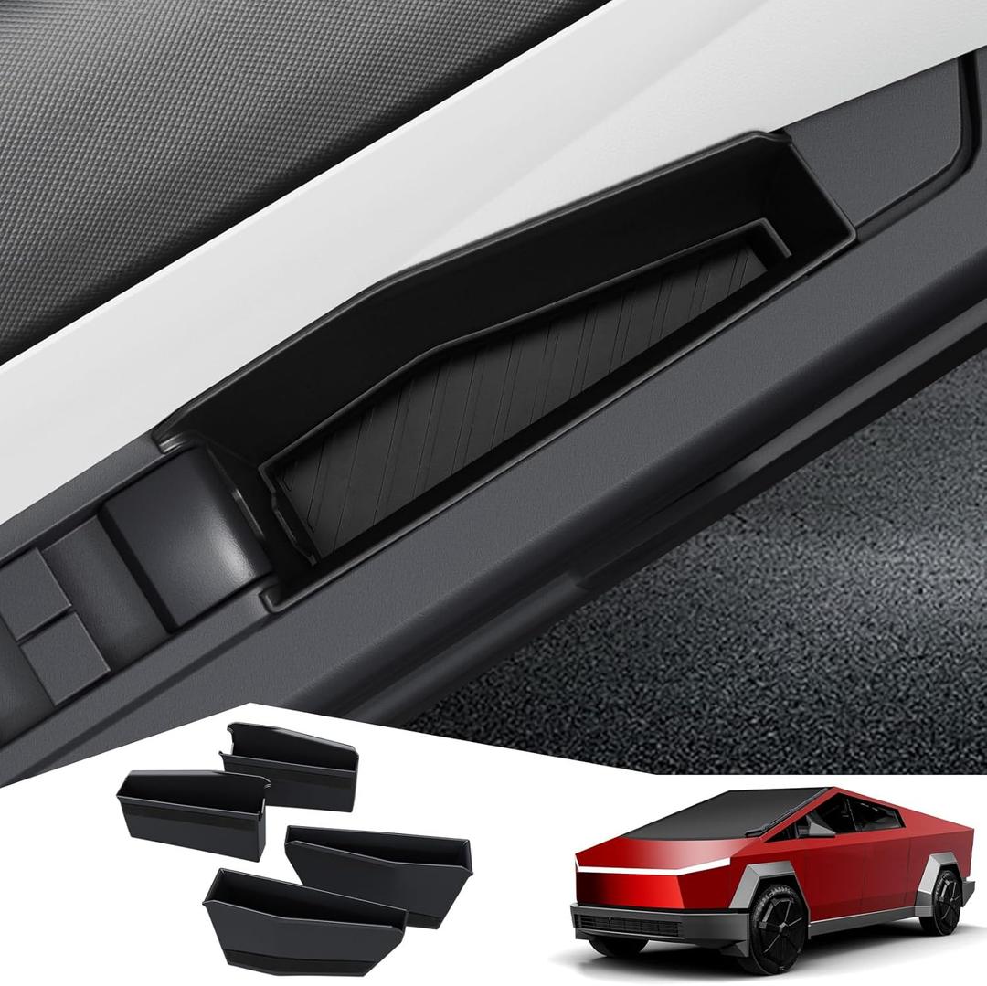 Door Handle Storage Box Compatible with Tesla Cybertruck 2025 2026 2024, Door Side Insert tray Organizer with Non-slip Pads for Cybertruck Accessories (4 Pcs)