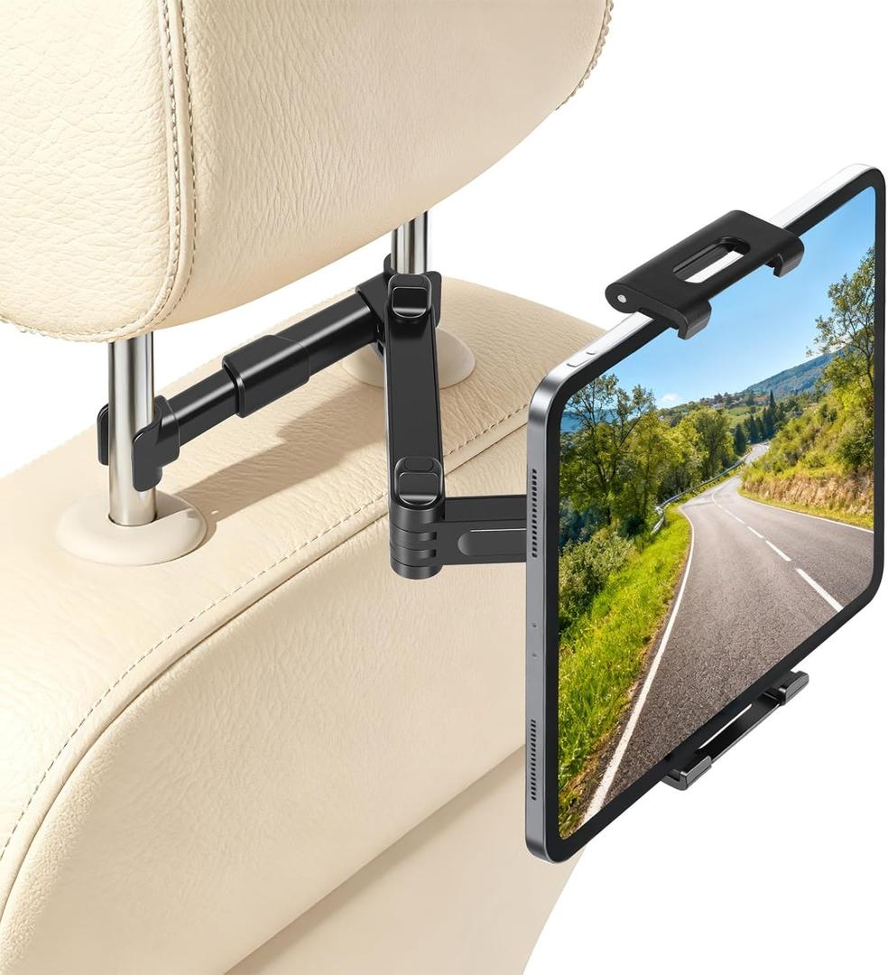 Tablet Holder for Car Headrest, Adjustable 360 Rotating Car Tablet Mount, Car Back Seat Stand for iPad, Road Trip Essentials for Kids, Compatible with 5.2-10.3" iPad Pro, Air, Mini, Galaxy
