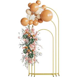 Wedding Arch Set of 3, Gold Metal Arch Backdrop Stand, Balloon Arch Stand Wedding Arch Frame for Ceremony Decoration (Gold, 6FT, 5FT, 4FT Backdrop)