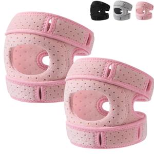 2PCS Knee Brace for Women and Men ,Knee Brace With Gel Paddingpatellar stabilizing knee brace,Pain Relief Adjustable Patellar Tendon Support Sleeves Brace Knee Joint Strap for Arthritis,Running,Injury Recover (Pink,S/M)