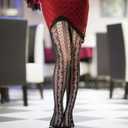 Chalier Fishnet Stockings Tights Suspender Pantyhose Lace Thigh High Stockings for Women (Black)