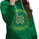 TMSD Women's Mardi Gras St.Patrick's Day Long Sleeve Hoodie with Pocket (Medium, Hoodie | Four Leaf Clover)