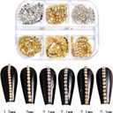 2 x Metal Nail Art Chains Decorations, Gold Silver Nail Art Line Accessories, Punk Luxury Pearl Gem Nail Art Glitter Design, 3D Nail Art Chain Supplies for Women Manicure Art, Resin Nail Art Tips Tools