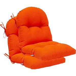 QILLOWAY Tufted Outdoor Chair Cushions, Waterproof Patio Seat Back Pads, Weather Resistant Non Slip Replacement Cushions for Outdoor Furniture Wicker Lounge Chairs,Orange