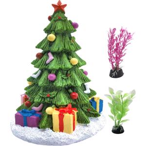 M2cbridge Christmas Tree Aquarium Ornament Pumpkin Holiday Decoration for Aquarium Betta Fish Landscaping Decor (Christmas Tree B)