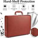 Briefcase for Men, Leather Attache Case with Lock, Hard Shell Business Briefcase, Fits 15.6-Inch Laptop
