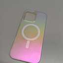 Aesthetic Case for iPhone 15 Pro Max Case for Women Girls, Compatible with Magsafe, Cute Girly Trendy Glitter Sparkly Rainbow Magnetic Protective Phone Cover, Matte Iridescent Pink & Green