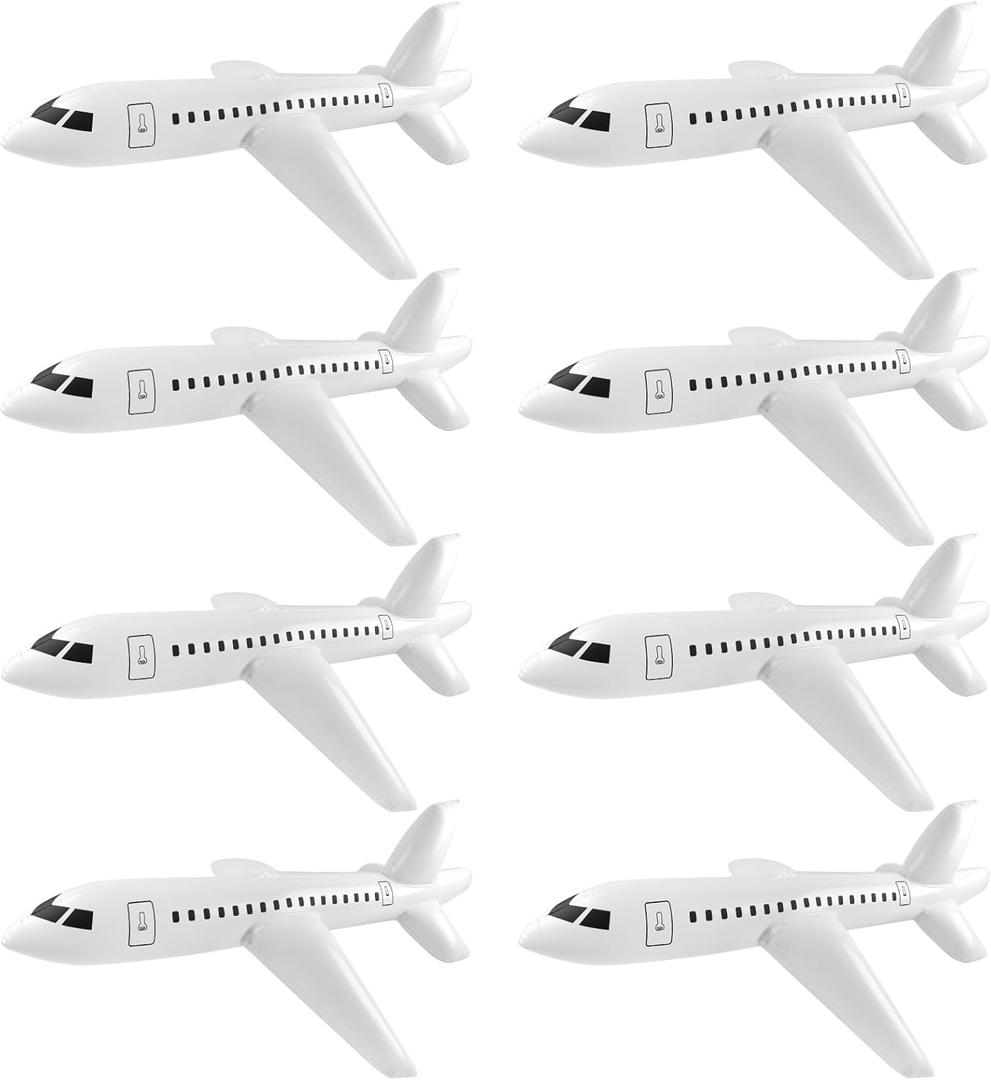 Mototo 8 Pieces Inflatable Airplane Balloon 40 Inch Large Inflatable Plane Balloon White Plane Toy Float Airplane Aviation Themed for Outdoor Indoor Birthday Party Swimming Pool Party Supplies