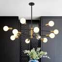 RUIYEY Modern Chandelier Ceiling Light Fixture - Sputnik Chandeliers Gold and Black Farmhouse 12-Light Height Adjustable for Dining Room, Living Room, Kitchen Island