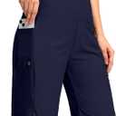 G Gradual Women's 9" Long Swim Board Shorts with Pockets High Waisted Knee Length Beach Swimming Shorts for Women with Liner (Navy), Small