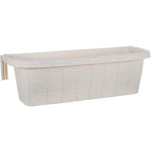 Apollo Exports International AP-30312 23.5" Adjustable Railing Planter, Ratan Look, White
