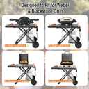 Grill Stand for Blackstone 17"& 22" Table Top Griddles, Portable Grill Cart for Weber Q1200, Q1000, Q2200, Q2400, Folding Grill Stand for Pizza Ovens with Shelf for Gas Cylinder