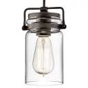 globe Brinley 7.75" Kitchen Pendant in Olde Bronze®, Mini Farmhouse Pendant with Clear Glass, (7.75" H x 4.75" W), 42878OZ, 1-Light