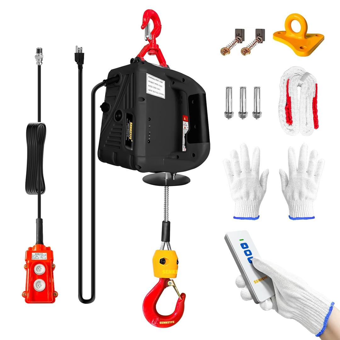 Power Electric Portable Hoist Winch 1540LBS, 3 in 1 Electric Cable Hoist 110V 25 FT with Lifting Strap, Electric Hoist Lift Ceiling Winch for Lifting Towing