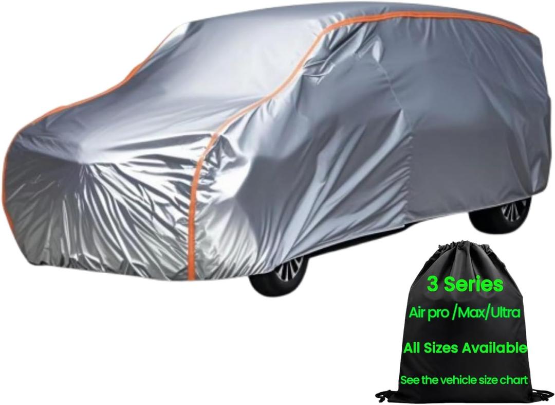Outdoor Heavy Duty Mini Van Cover Large Car Cover Waterproof All Weather Rain UV Protection Full Exterior Covers Fit Van Up to 228L x 72" W x 72" H (Size 20: MiniVan 2 (Under 229"), Bright Silver(Ultra))