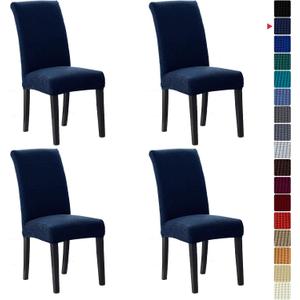 Howhic Stretch Chair Covers for Dining Room Set of 4, Removable Washable Dining Room Chair Covers, Dining Chair Slipcovers Seat Protector, Great Home Decor and Banquet Upholstery (Navy, 4 Pack)