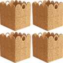 Scalloped Wicker Storage Cubes Basket, 12x12 Heavy Duty Paper rope/Hyacinth/Seagrass Baskets for Shelves, Foldable Natural Boho Square Bins (Paper Rope, 12 x 12 x 12in, 4-Pack)