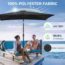 Wisteria Lane Patio Umbrella, Rectangular Patio Umbrella, Metal Pole Square Outdoor Umbrella with Crank and Push Button Tilt, Large Outdoor Umbrella with Polyester Canopy, Black