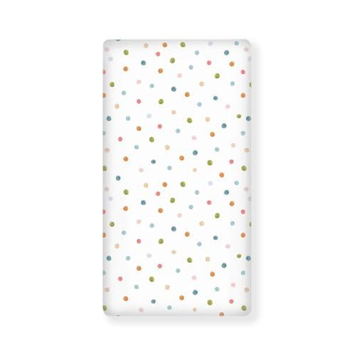 JEPFEIXIA Colorful Polka Dot Fitted Crib Sheet for Boys Girls Beautiful Watercolor Pastel Spots Baby Sheet for Standard Crib and Toddler Cute Nursery Bed Mattress Sheets 28"x52" - White