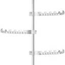 5-Tier Clothes Drying Rack Adjustable Coat Hanger Garment Stand Floor to Ceiling Laundry Pole Tension Rod Storage Organizer for Hanging Clothing, Scarves, Hats, Bags, Purses 43.3''-122.04'' (5 White Hooks, White)