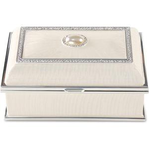 LASODY Rectangular Pearl Metal Jewelry Box Jewelry Organizer Box Jewelry Chest,Trinket Boxes For Women,Mother Day Anniversary Wedding Gifts